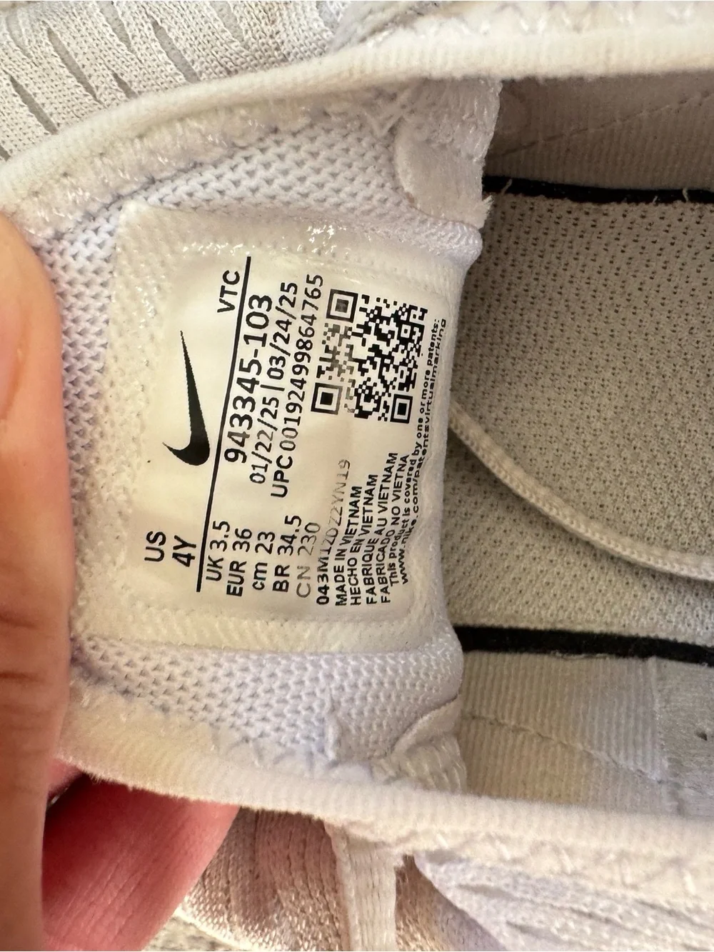 Nike White Light Grey Mesh Youth Sneakers